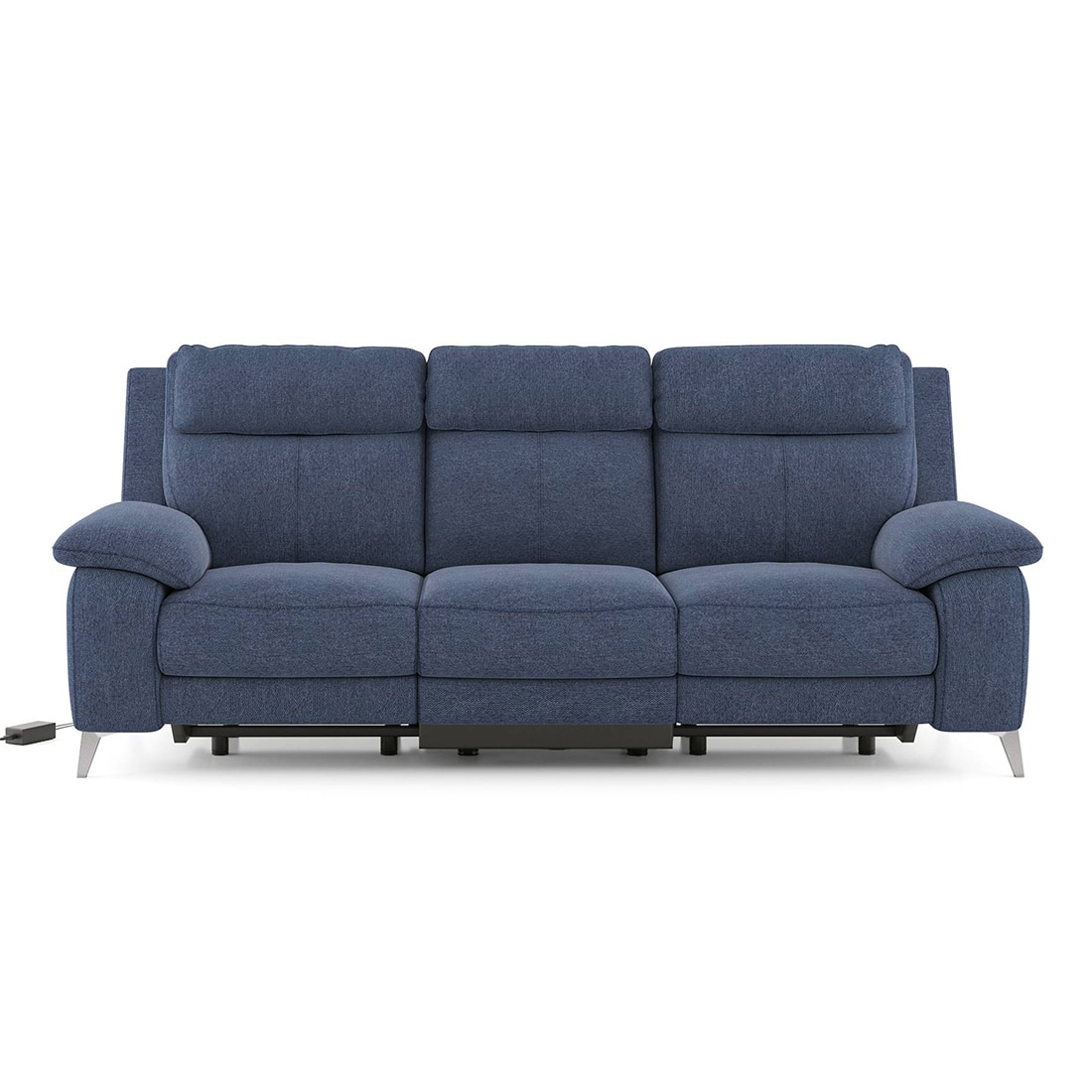 Emila Fabric Three Seater Motorized Recliner in Blue Colour