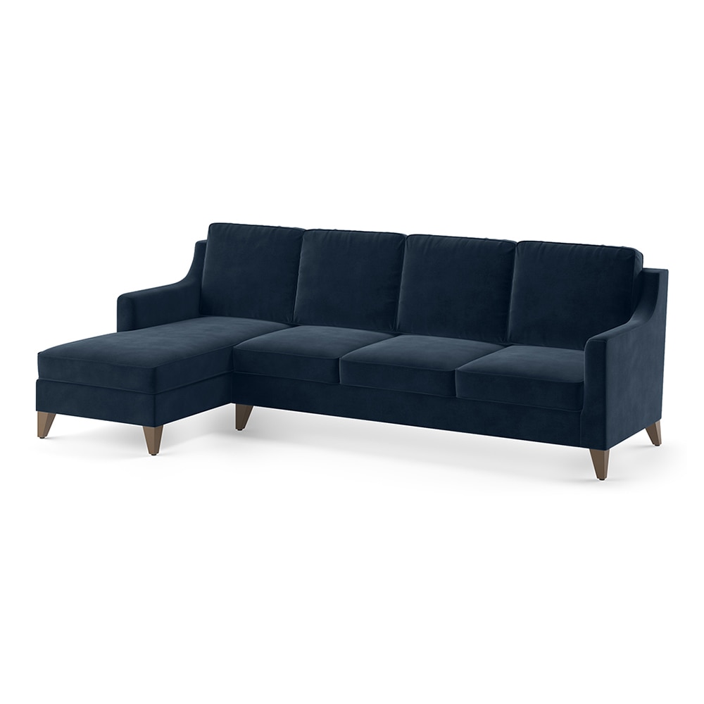 Abbey Sectional Sofa (Colour : Sea Port Blue Velvet, Cushion : Hard, Seater : Left Aligned 3 Seater + Left Aligned Chaise)