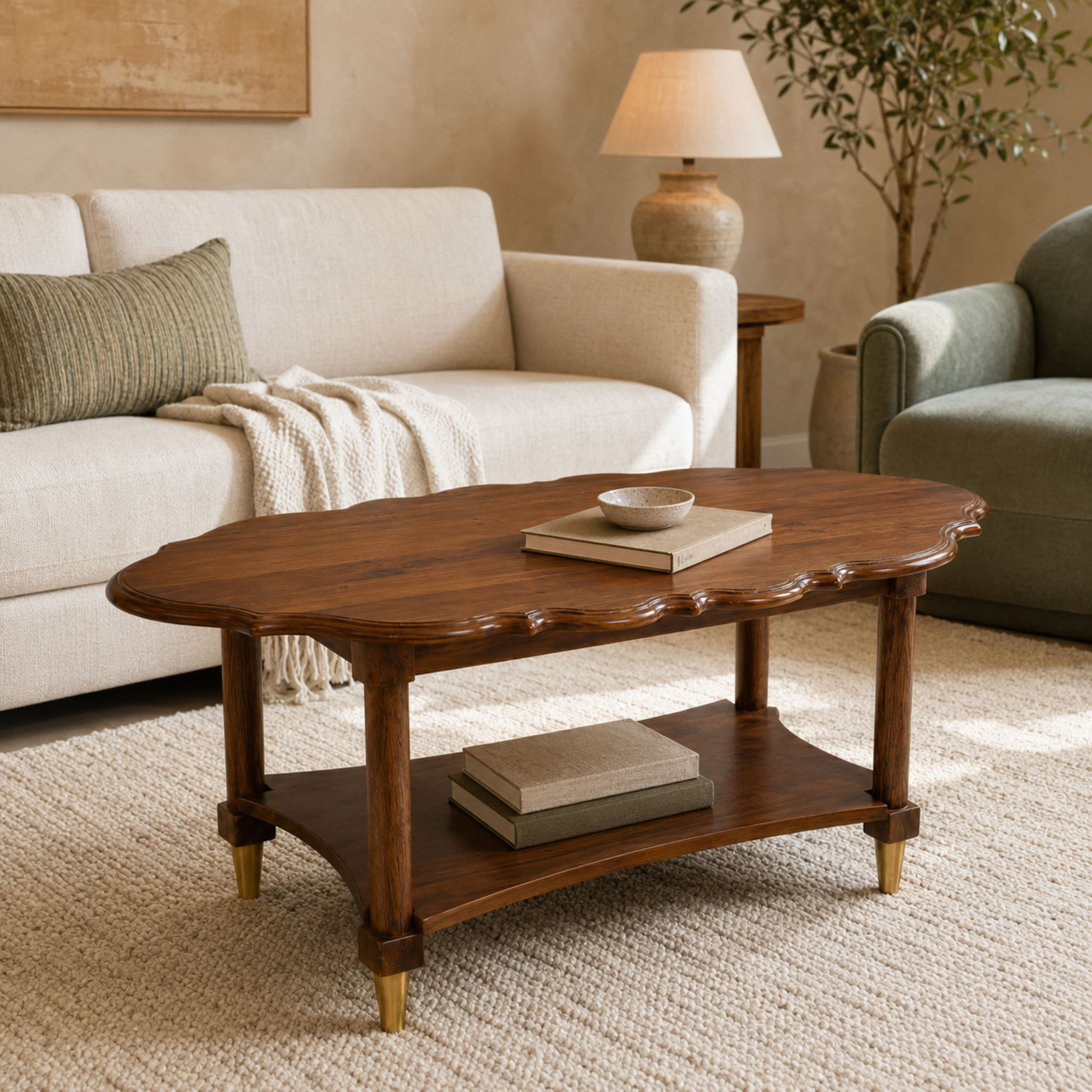 Aurelia Scalloped Coffee Table - Globally Indian
