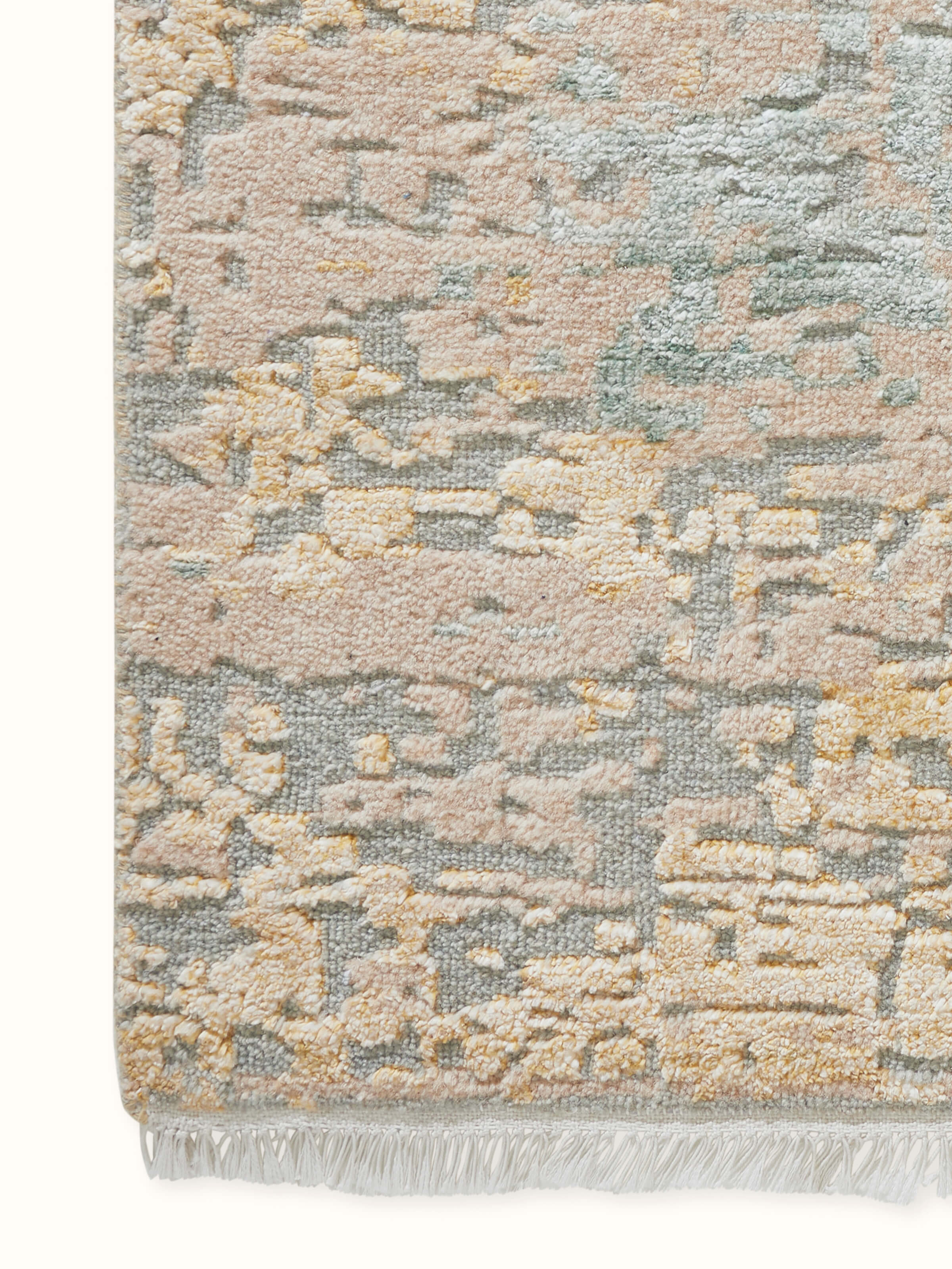 Detailed side shot capturing the weave density and quality of the hand-knotted construction