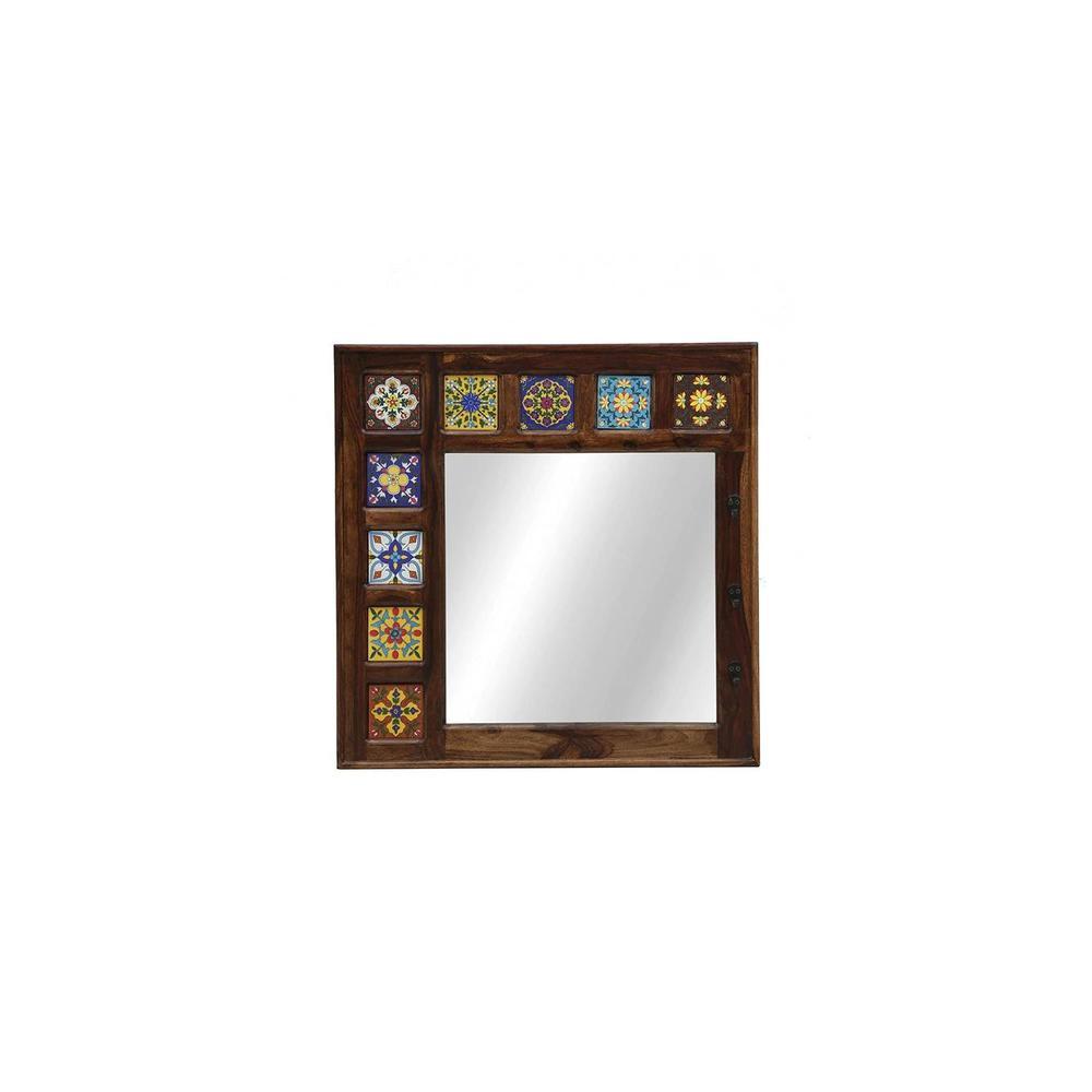 Siramika Sheesham Wood Square Wall Mirror