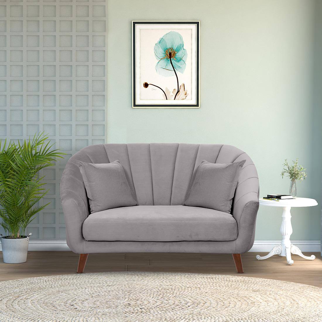Nilo Velvet 2 Seater Sofa in Grey Colour