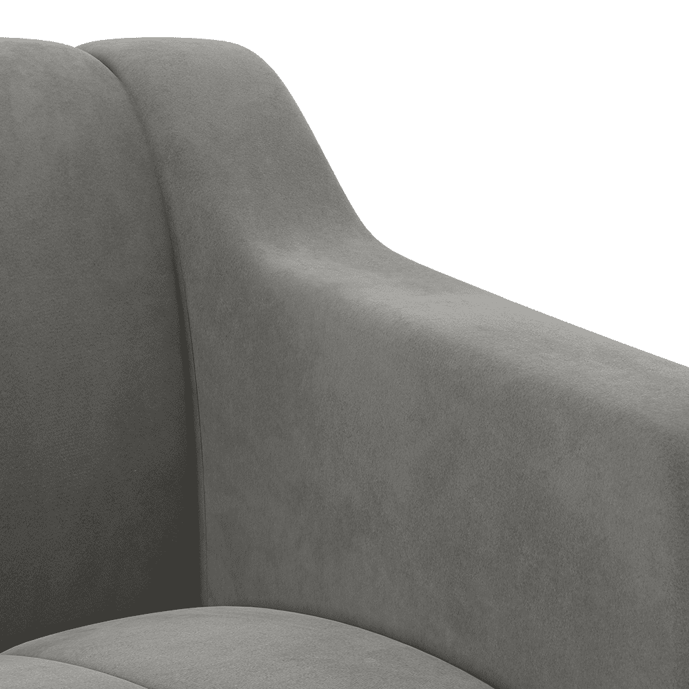 Sienna 3 Seater Fabric Sofa in Ash Grey Velvet Colour