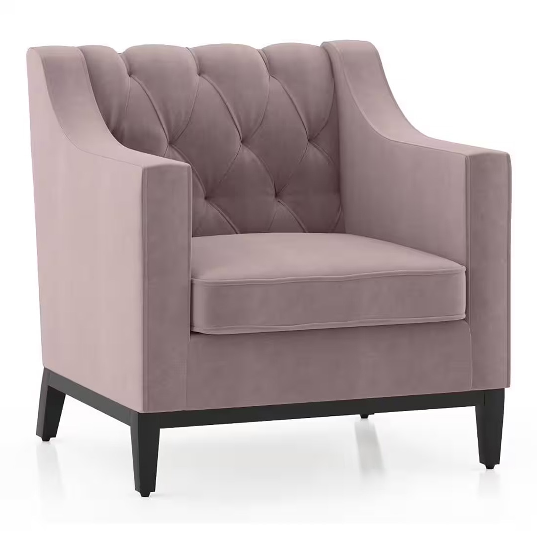 Othello Lounge Chair in Lilac Pink Velvet Colour