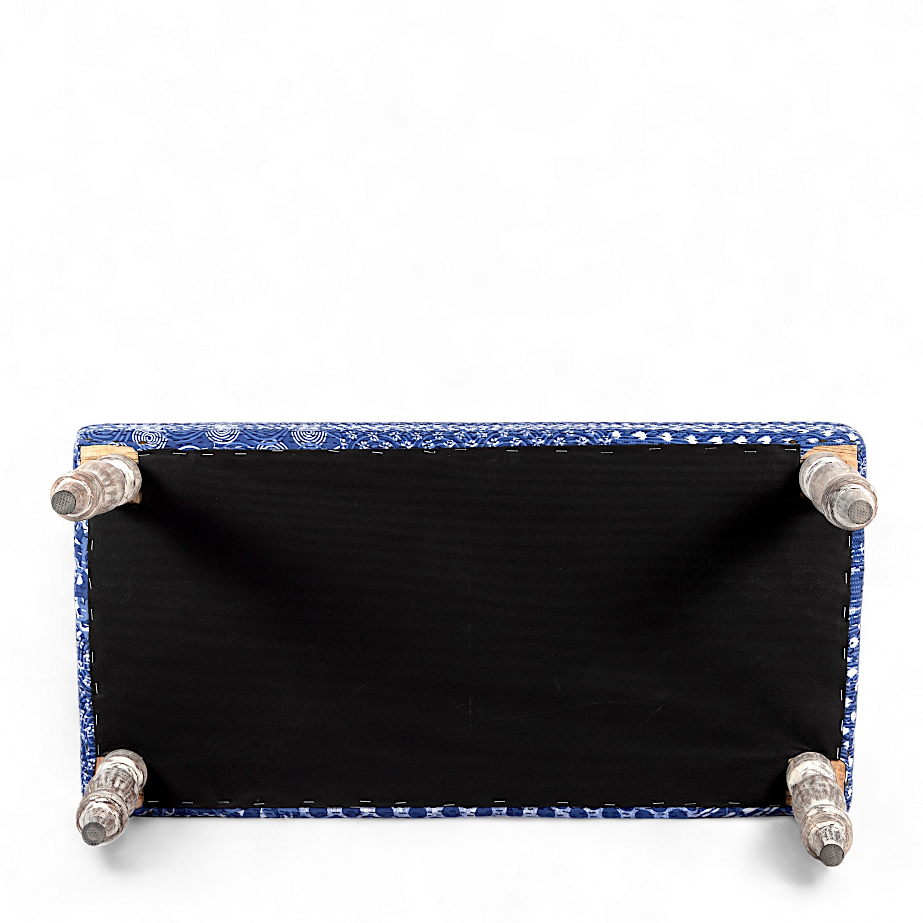 Bestone Solid Wood Bench In Indigo Patch Kantha Fabric