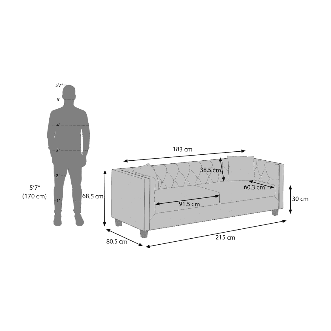 Windsor Sofa Set (Colour : Colonial Blue , Seater : 3+1+1)