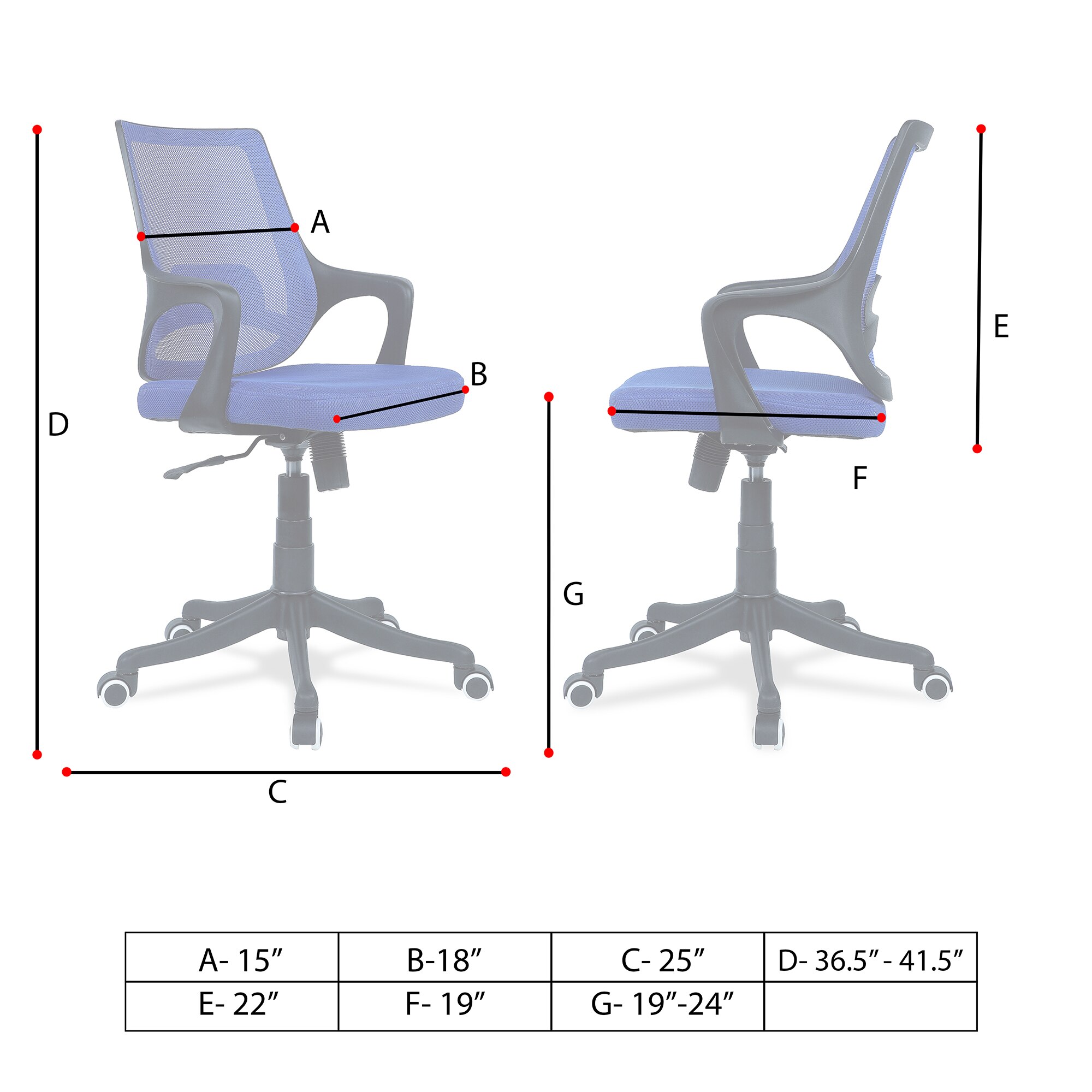 Ddeasirea Mid Back Ergonomic Chair in Blue Colour
