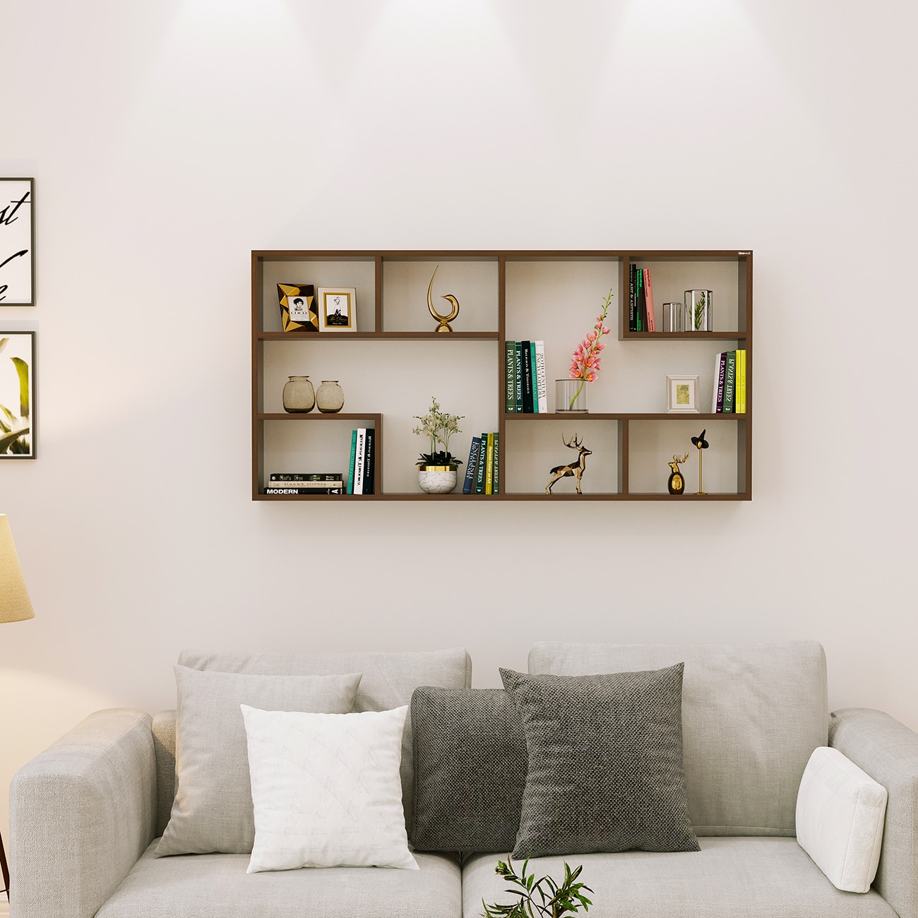 BLUEWUD Petree Engineered Wood Wall Mount Wall Shelf, Display Rack (Wenge)