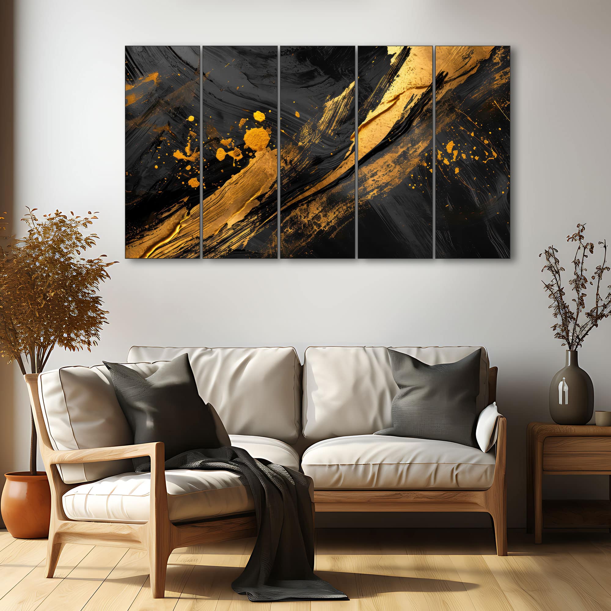 The Castle Decor Abstract Art Wall Painting Wooden Framed Digital Painting 27x48 Inch (Style 10) - The Castle Decor