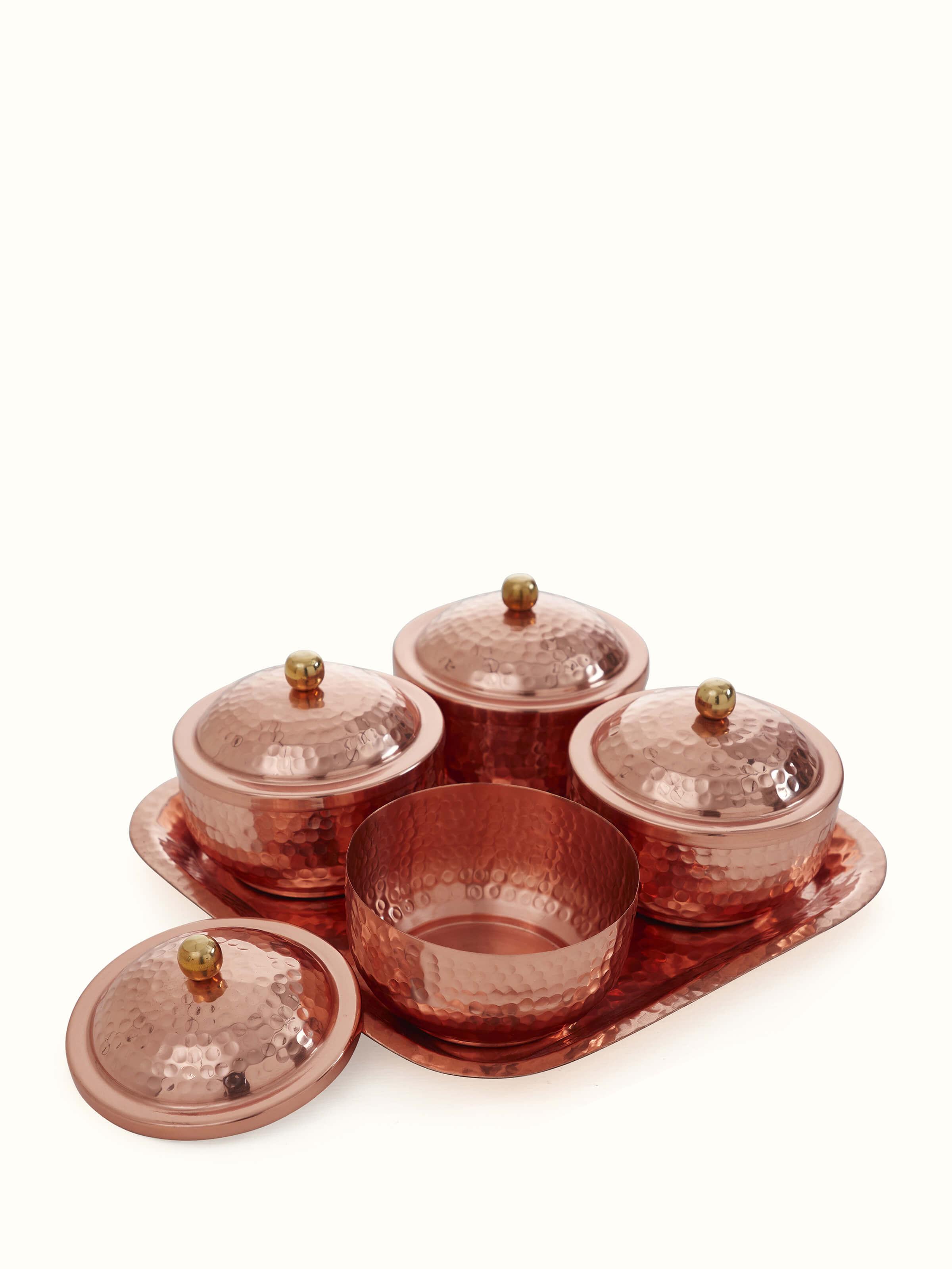 Copper Condiment Container Set (4 Pcs)