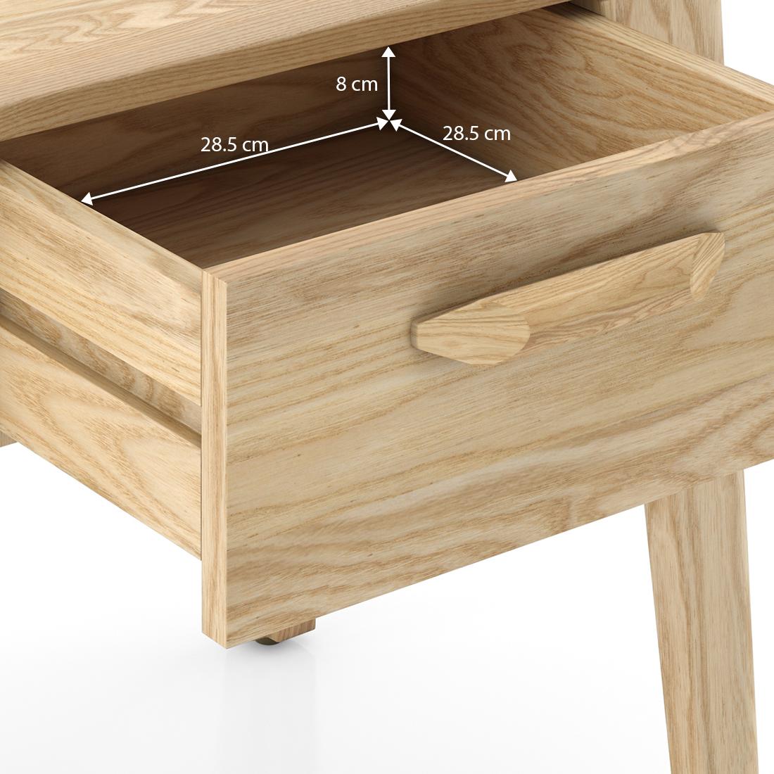 Faye Solid Wood Bedside Table In Natural White Ash Finish