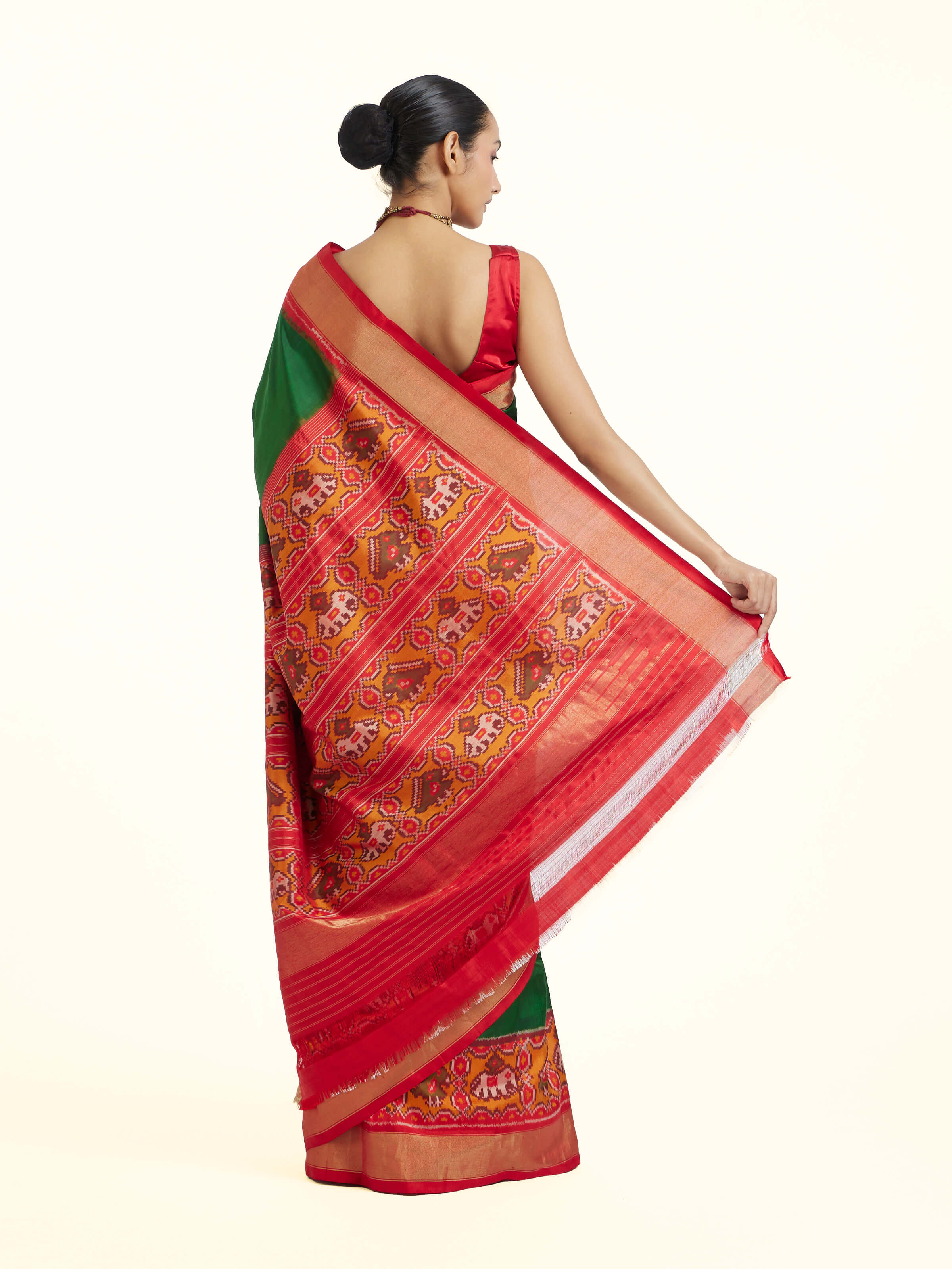 Green Pochampally Ikat Silk Saree