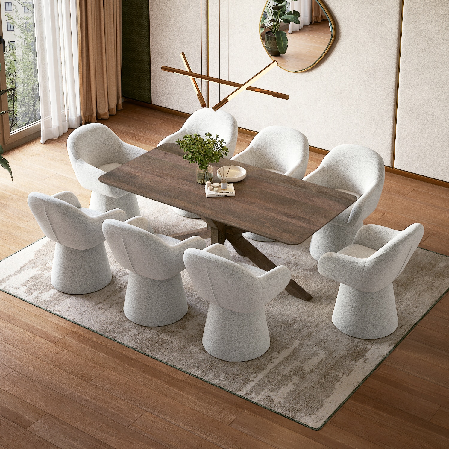 Anderson Solid Wood 8-Seater Dining Table With 8 Selene Dining Chair