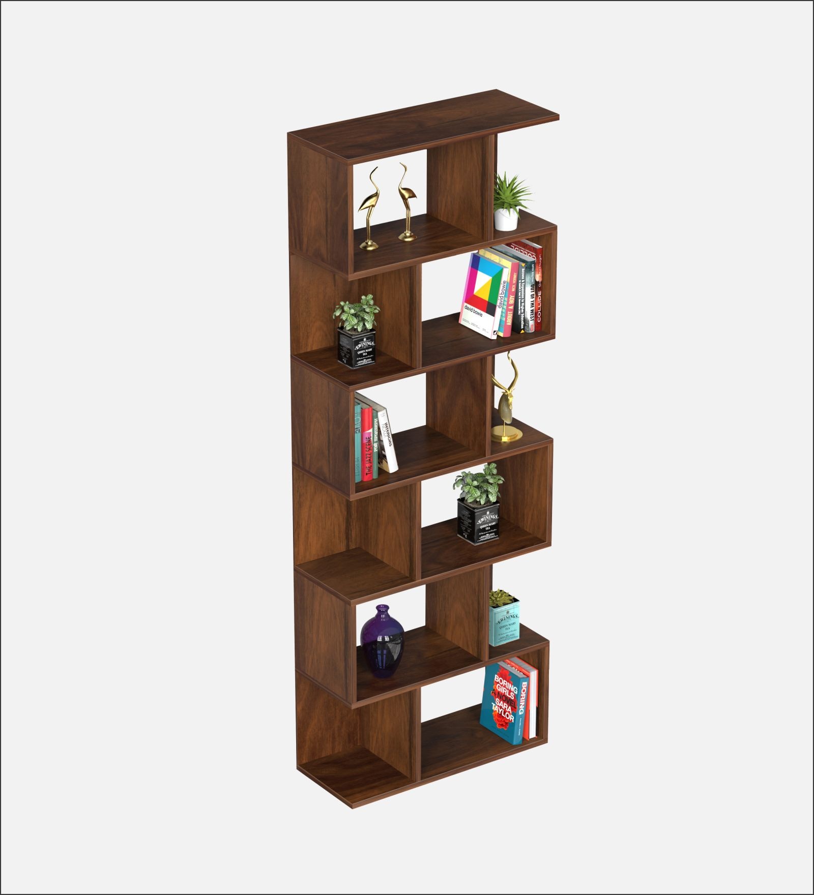 Crosbon Engineered Wood Bookshelf in Brown Maple