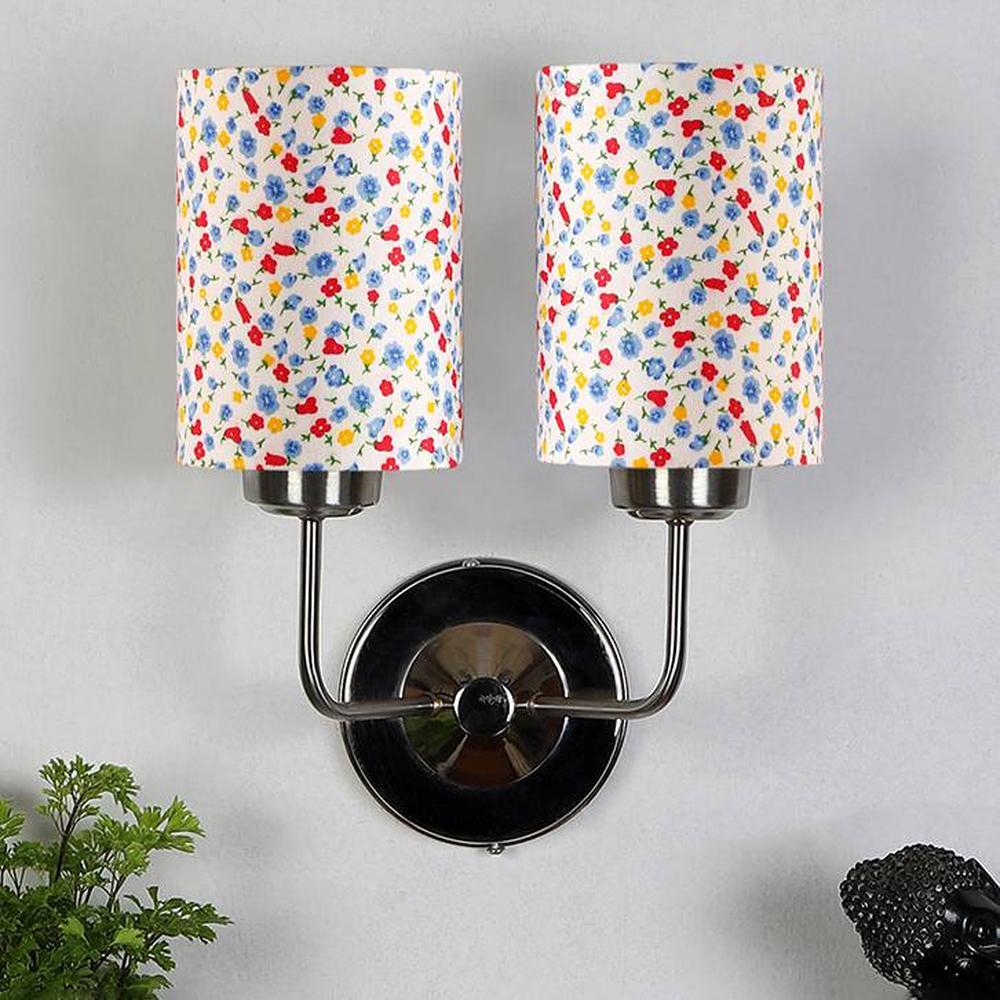 Rocco Dual Multicolor cotton shade wall mounted lamp with Steel Base - Devansh