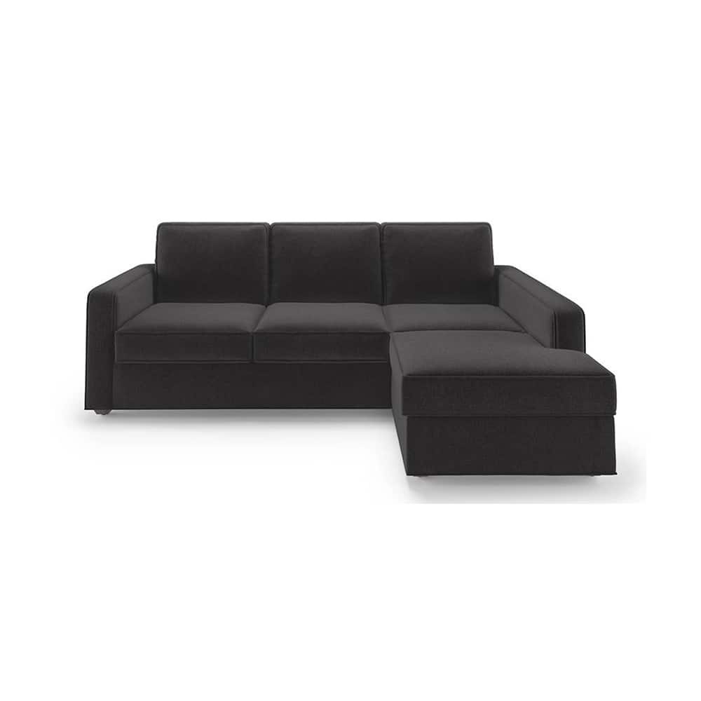 Apollo Compact Sofa (Colour : Pebble Grey, Cushion : Hard, Back Type : Regular, Seating Capacity : Right Aligned 2 Seater + Right Aligned Chaise + Ottoman) - Urban Ladder