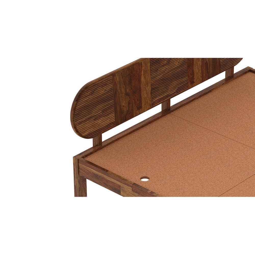 Woodwhiz Solid Wood King Bed With Drawer Storage In Provincial Teak Finish