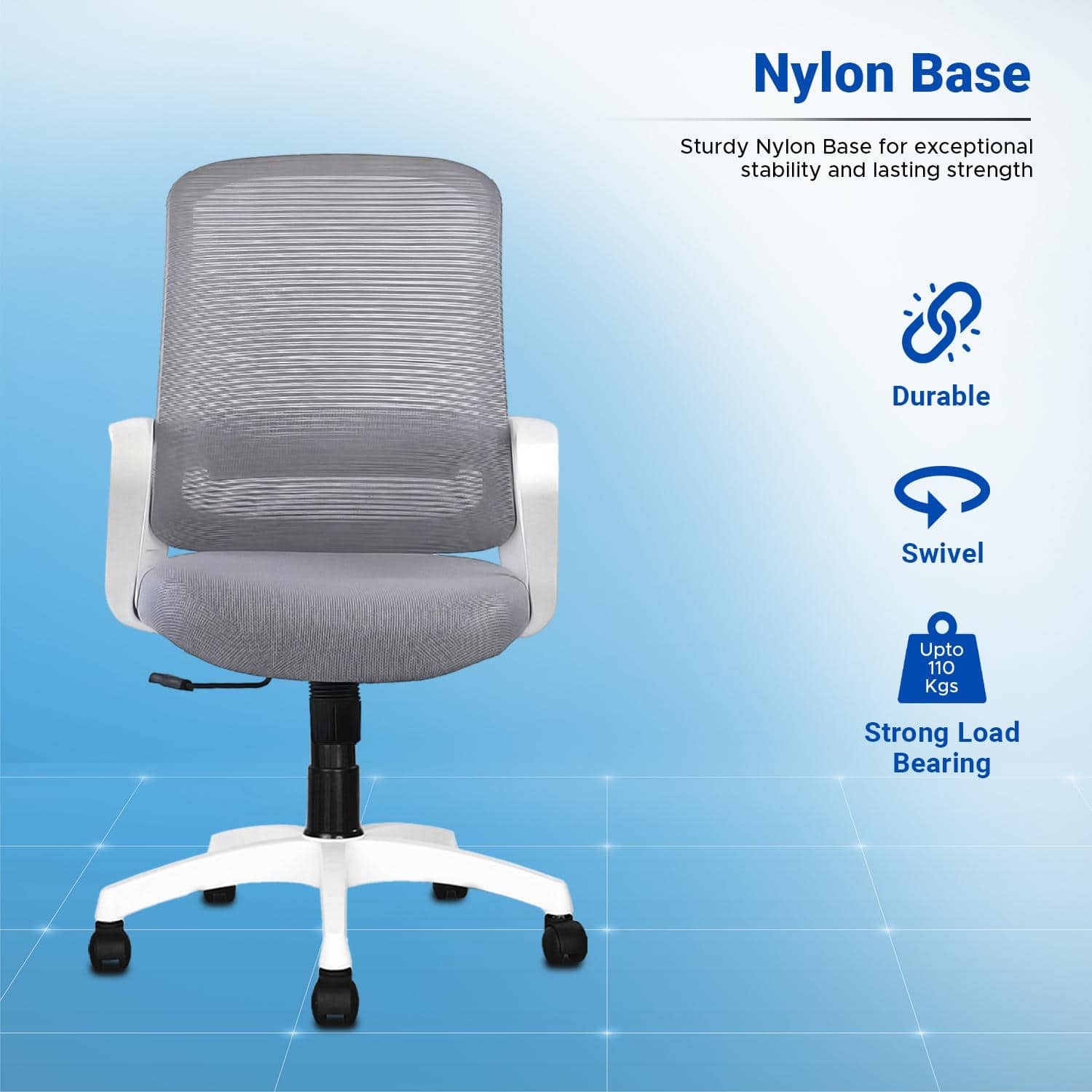 Aurelia Mid Back Mesh Office Chair in White Grey Colour