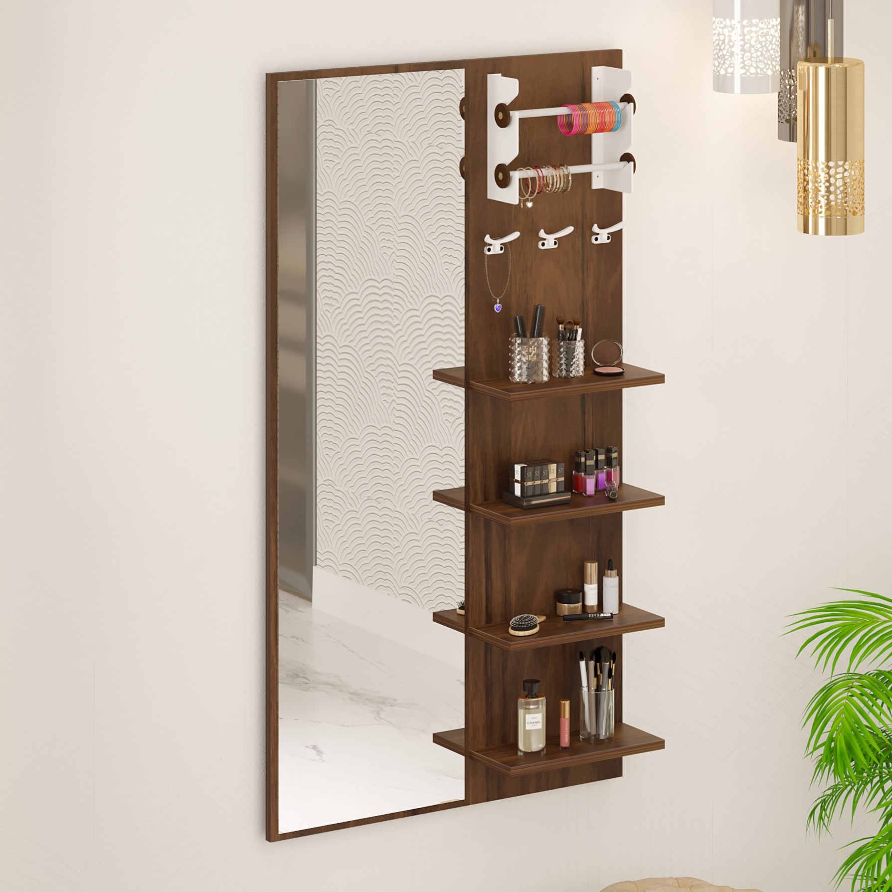 modern wall mounted dressing table Dressing Table Wall Hanging Jewelry Cabinet Modern Black Makeup Vanity Set  Mirrored Dressing Table With