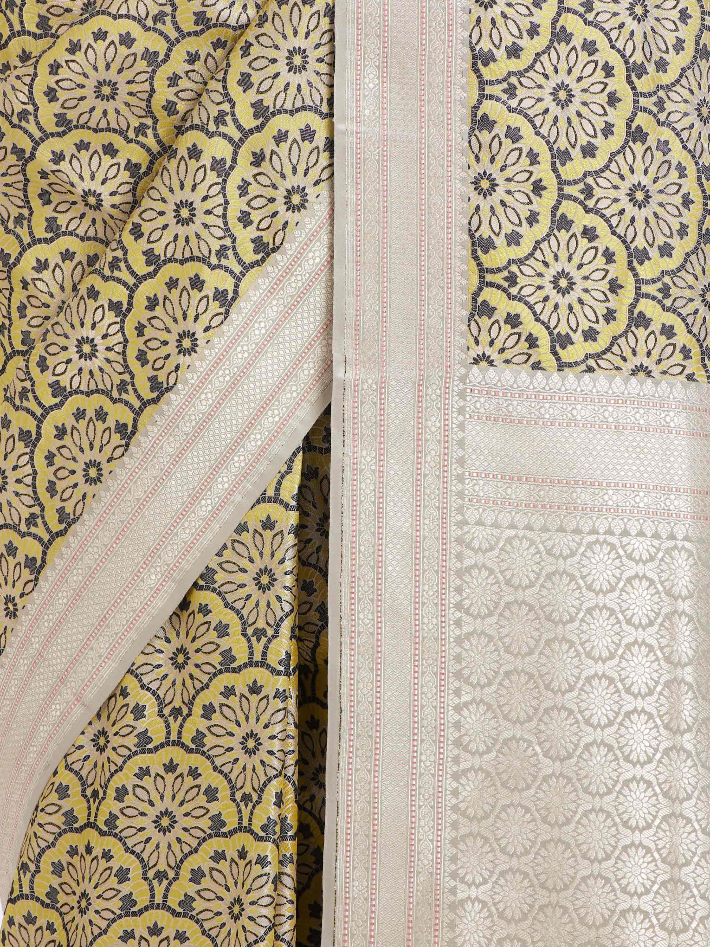 Yellow Banarasi Brocade Saree