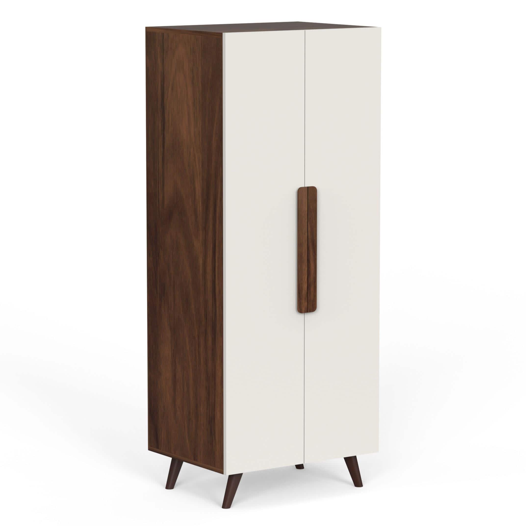 Bonco Engineered Wood Wardrobe In Brown Maple & White Finish
