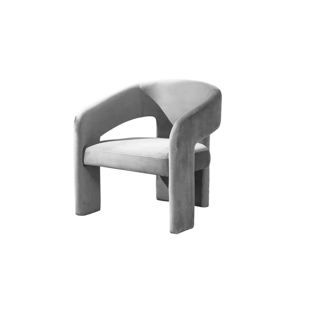 Ashley Velvet Accent Chair in Grey Colour