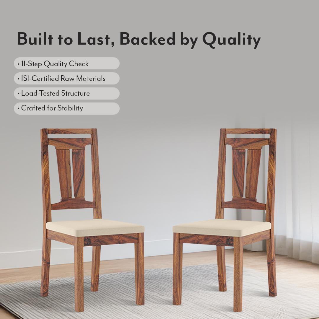 Martha Solid Wood Dining Chair Set Of 2 In Teak Finish