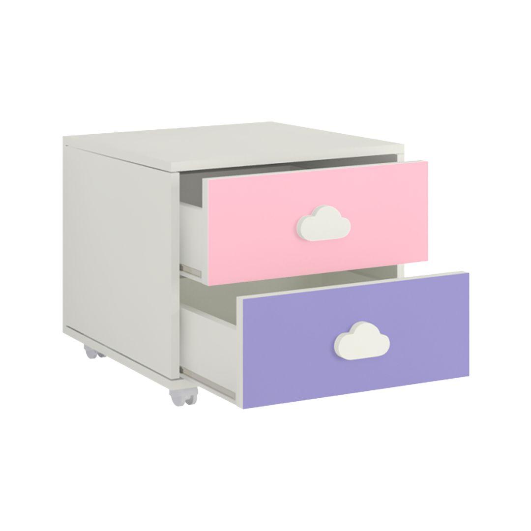 Renata Kids Study Desk cum Drawer Unit on Wheels in English Pink Persian Lilac Colour