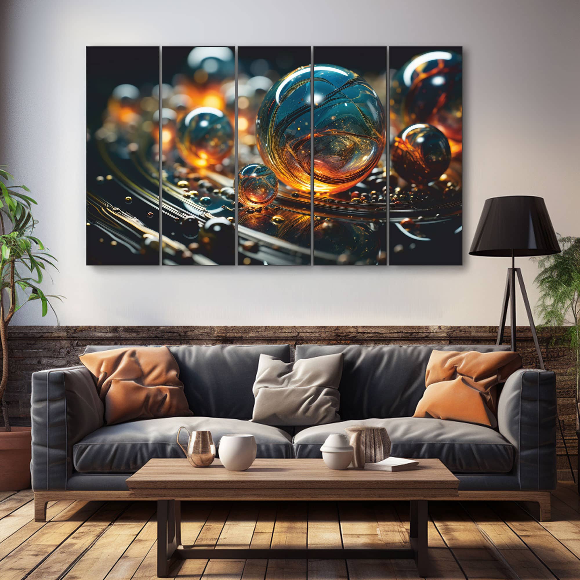 The Castle Decor Beautiful Ball Drops Wall Art Set of 5 27x48 Inch - The Castle Decor