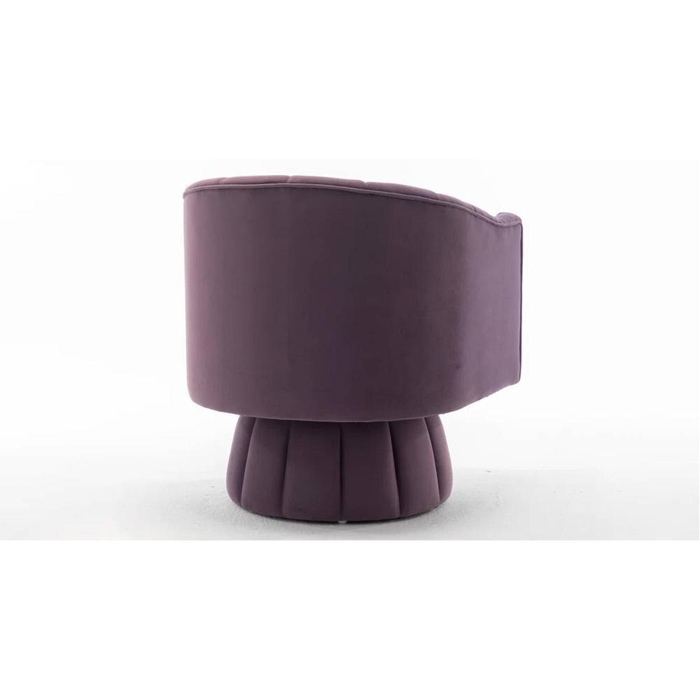 Morrow Swivel Solid Wood Round Chair in Purple Colour