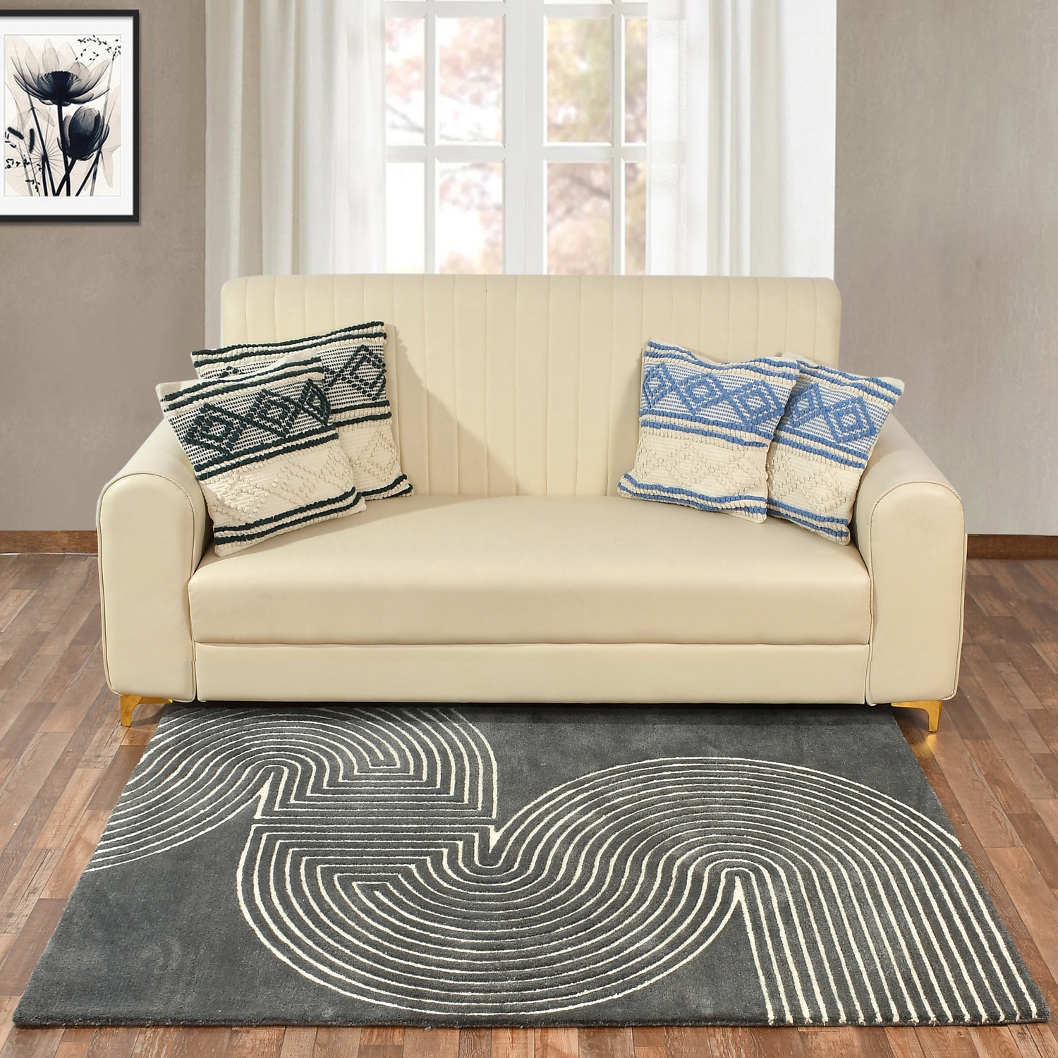Presto Grey Geometric Hand Tufted Wool Carpet 4X6 Feet - Presto