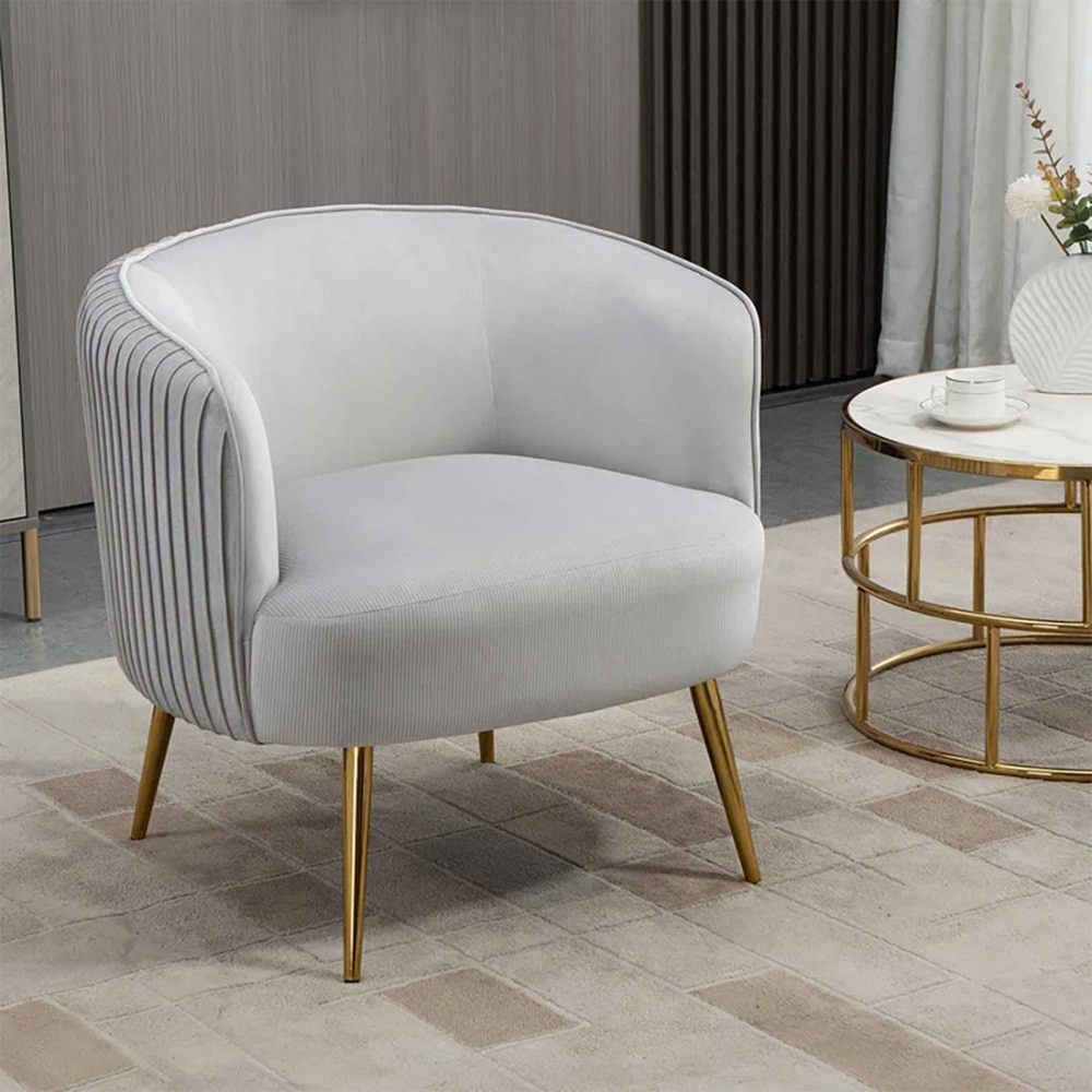 LEISER Fabric Accent Chair in Grey Colour - Doe Buck