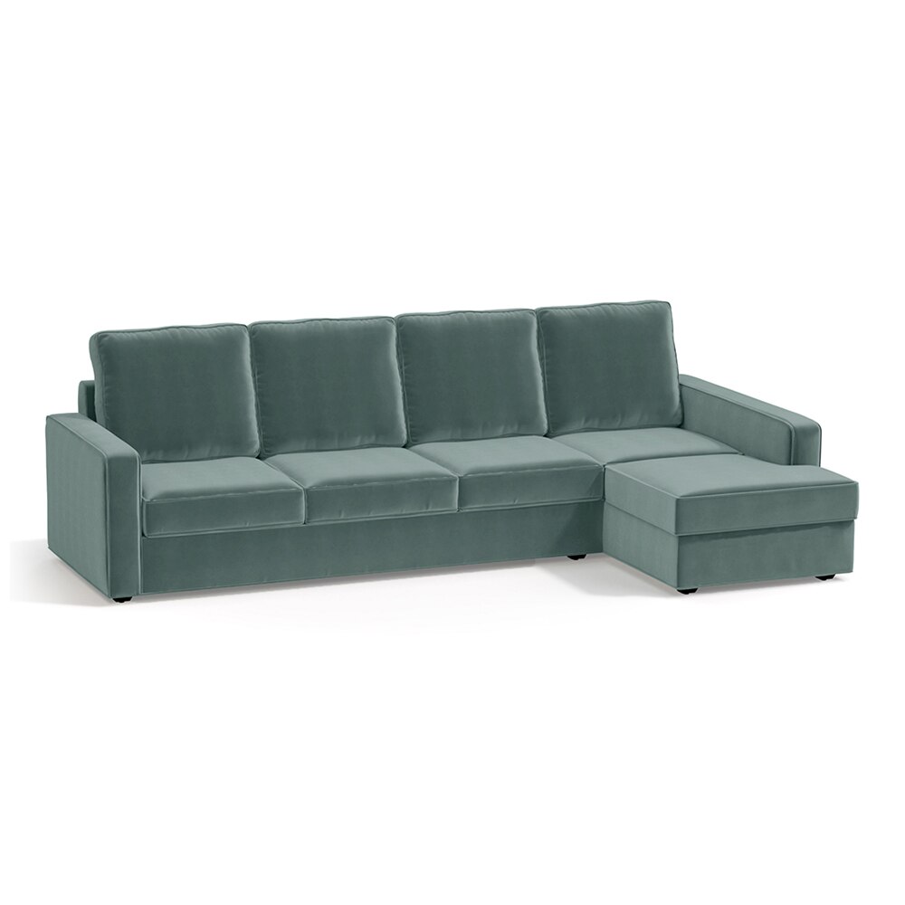 Apollo Sofa (Colour : Dusty Turquoise Velvet, Cushion : Soft, Back Type : High Back, Seating Capacity : Right Aligned 3 Seater + Right Aligned Chaise)