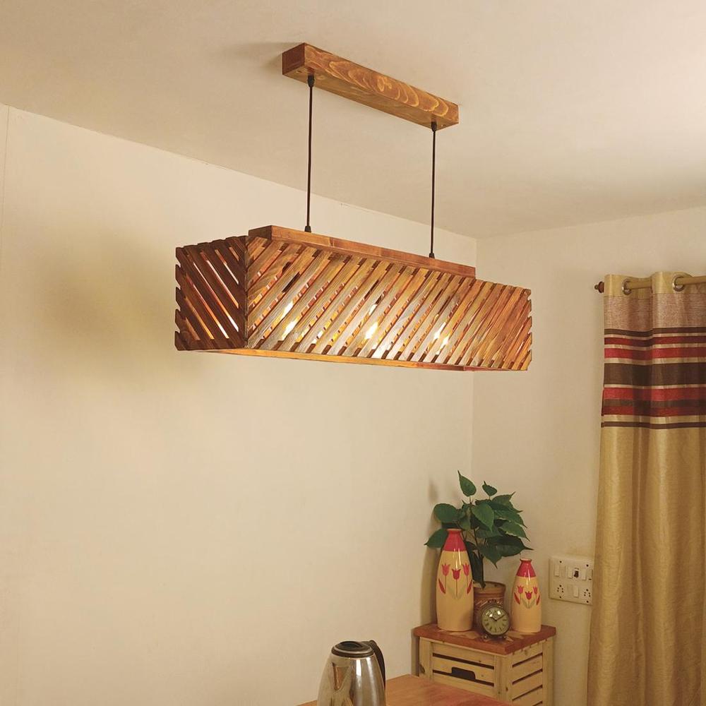 Oblique 36 Centrum Brown Wooden 3 Series Hanging Lamp