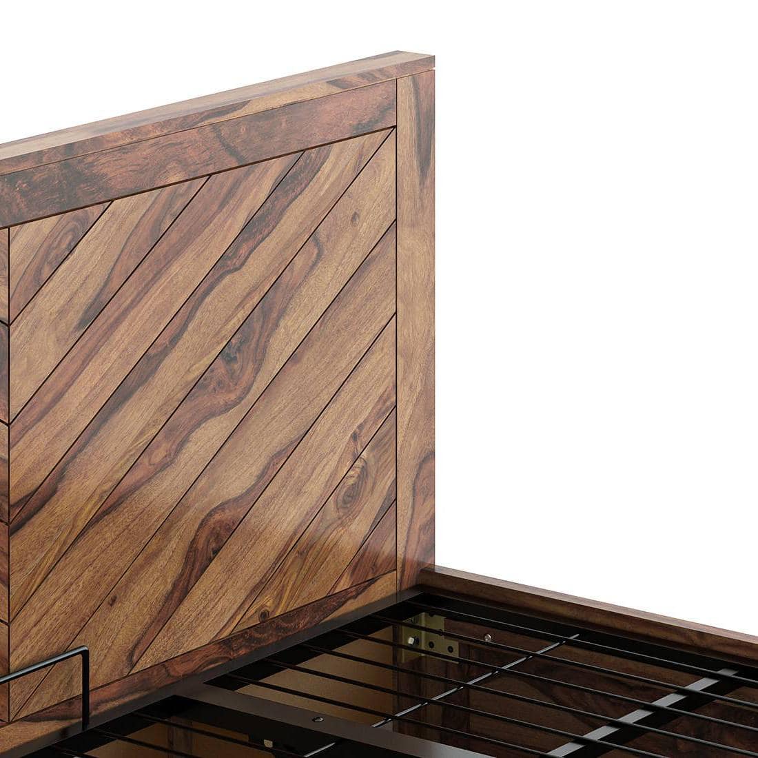 Almaya Solid Wood King Size Hydraulic Storage Bed In Teak Finish