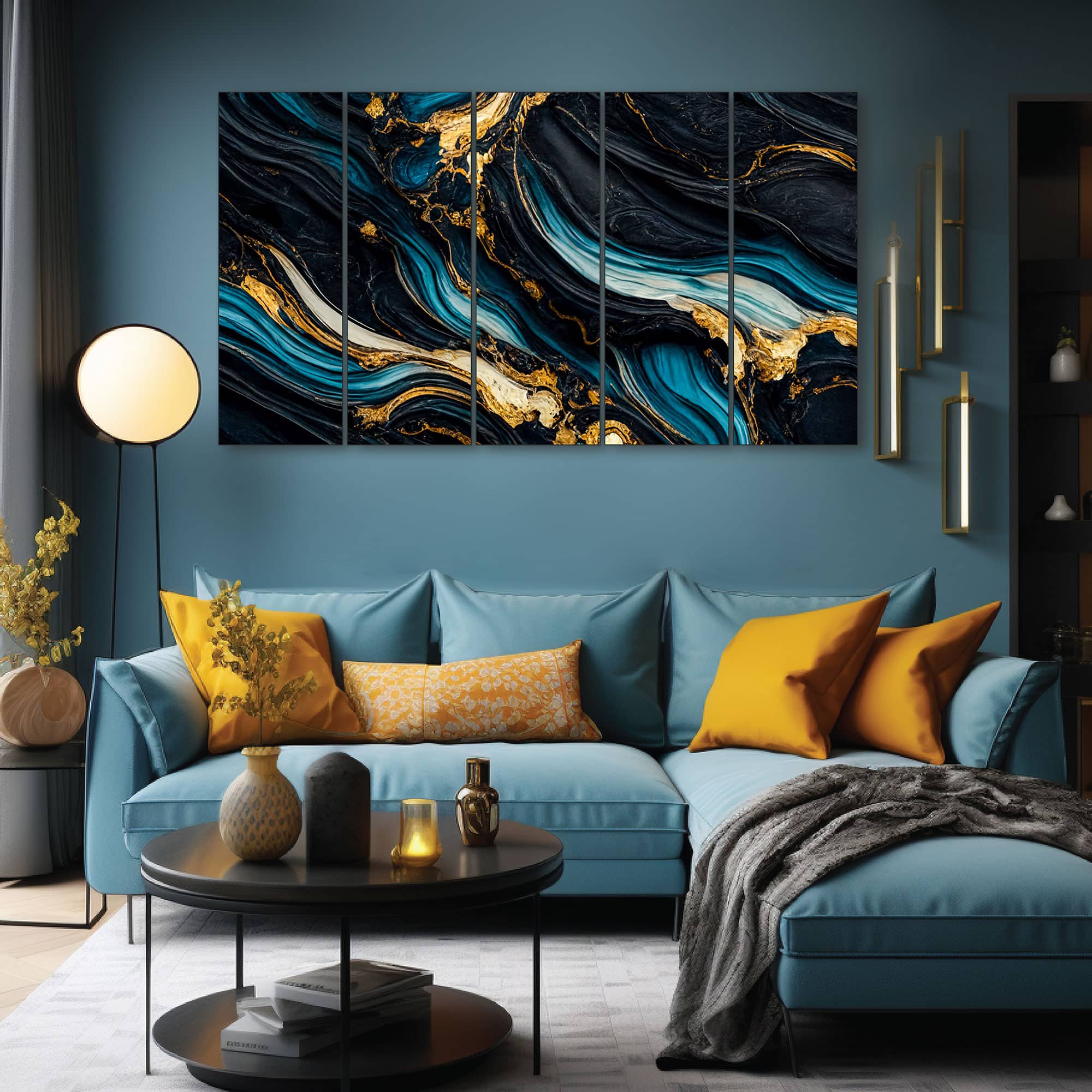 The Castle Decor Marble Abstract Wall Painting Wooden Framed Digital Painting 27x48 Inch (Style 1) - The Castle Decor
