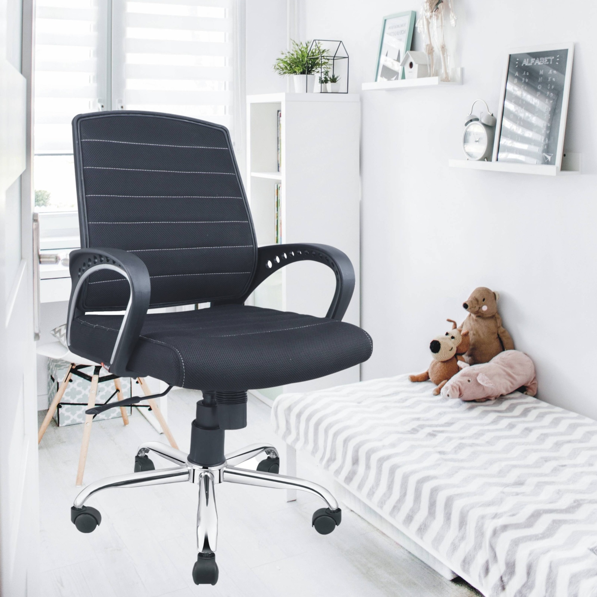 Smart Ergonomic Chair With Breathable Black Mesh Fabric - Adiko Systems