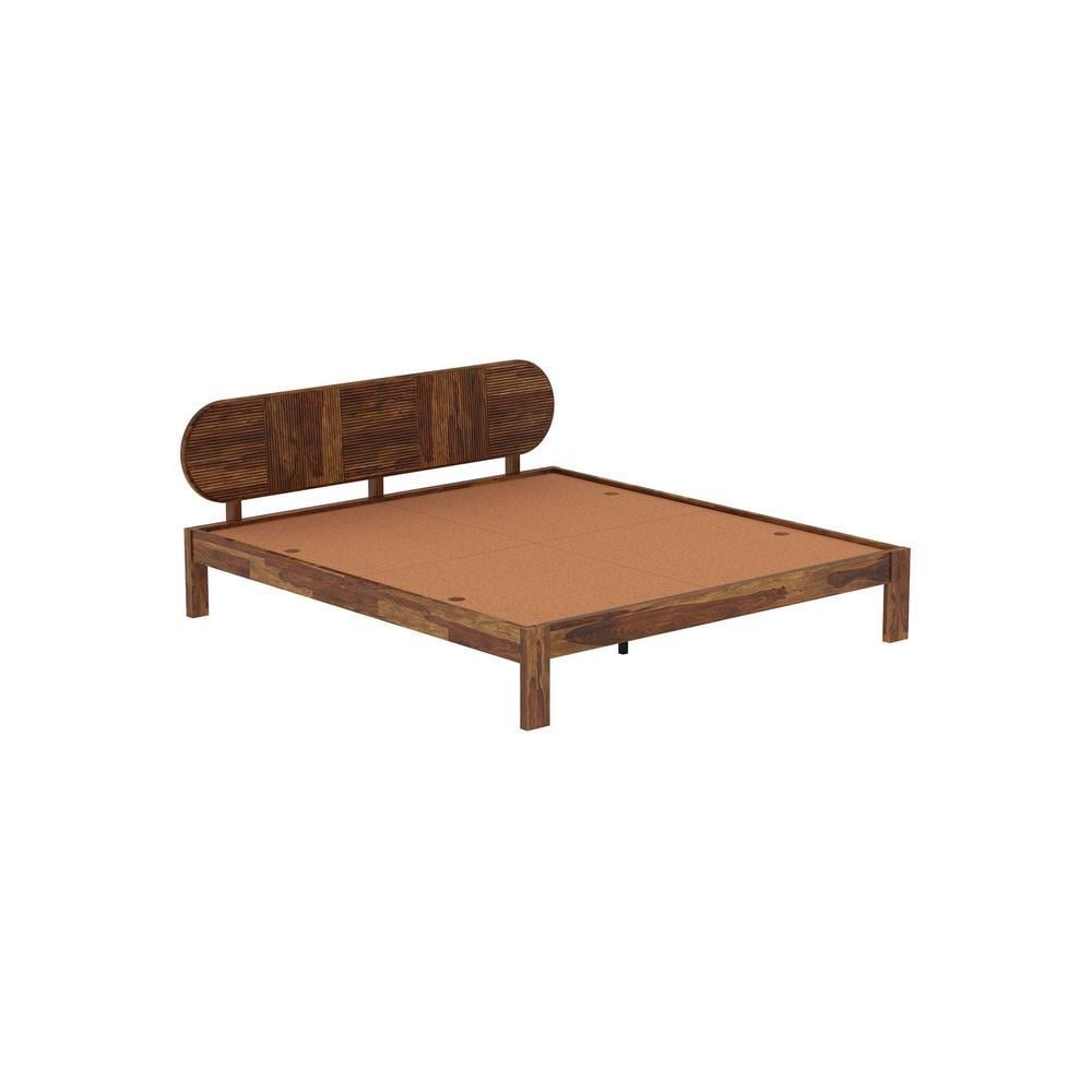 Woodwhiz Solid Wood King Size Non Storage Bed In Provincial Teak Finish