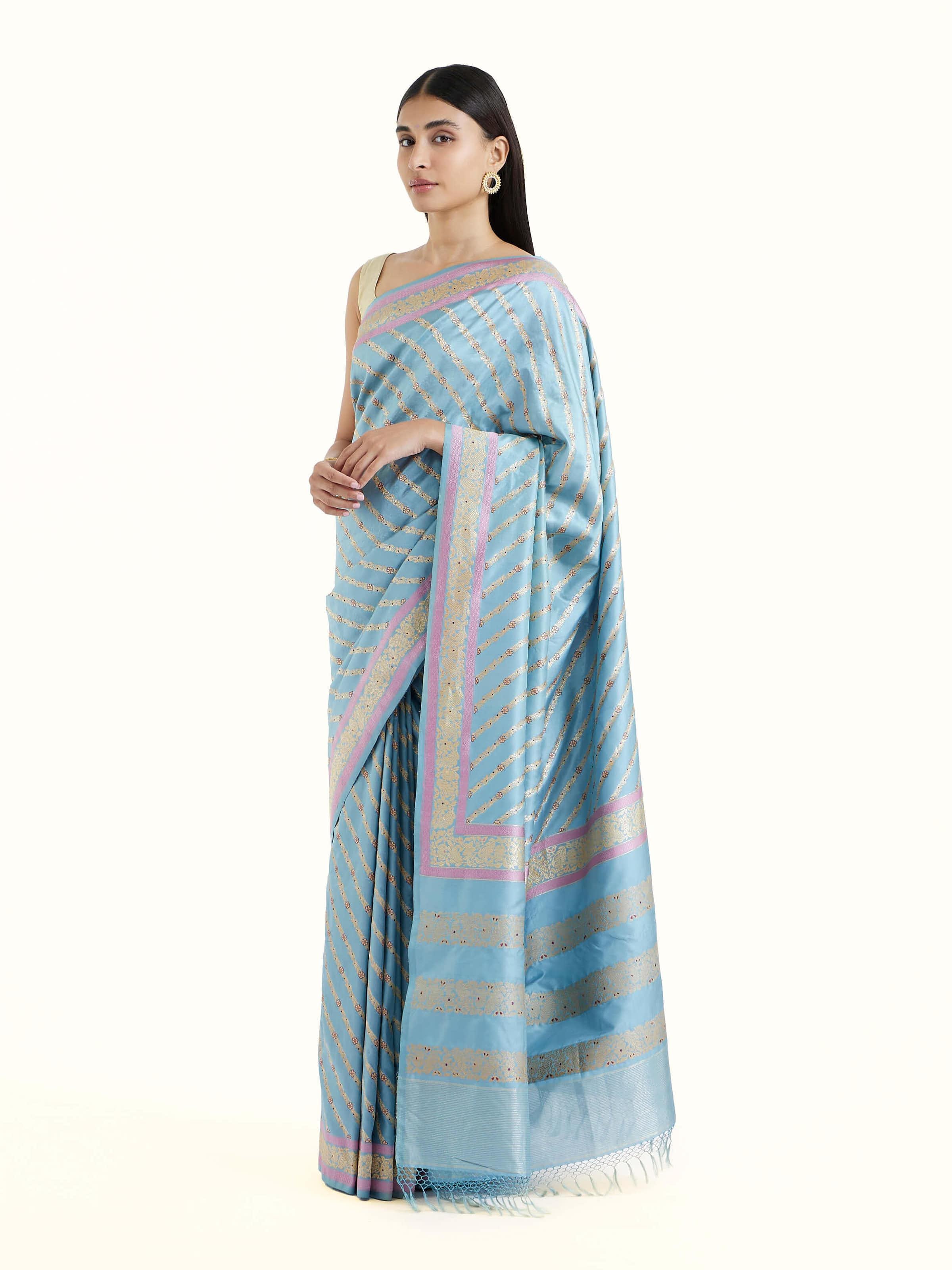 Light Blue Silk Banarasi Saree