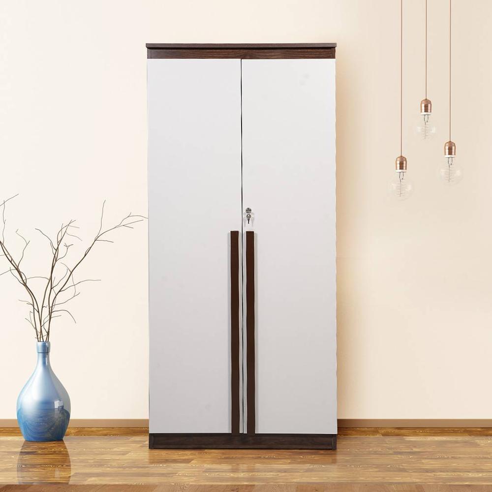 Meridian engineered wood two door wardrobe with Columbian walnut finish