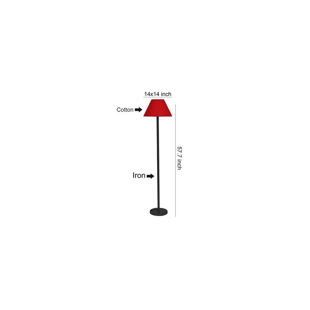 Jamie Red Fabric Shade Floor Lamp with Black Iron Base