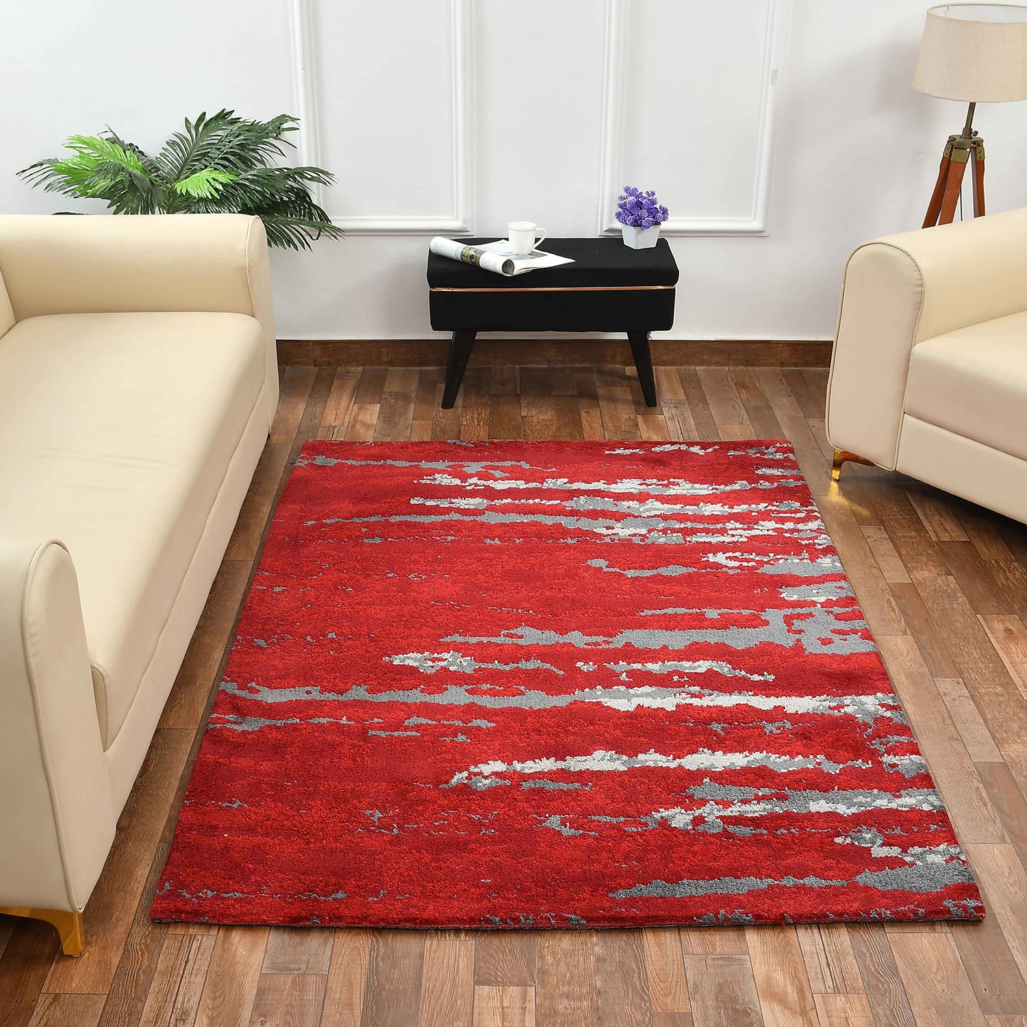 Multicolor Abstract Machine Made Polyester 4 X 6 Feet Carpet - Presto