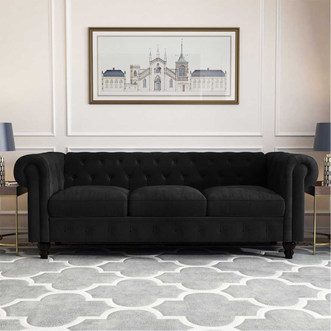 Azure Fabric Sofa (Black) - Home Lifestylez