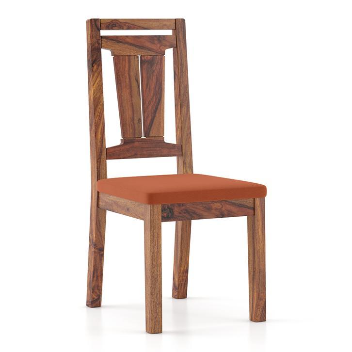 Fidora 4 Seater Dining Table With Set Of 4 Martha Dining Chairs (Colour- Burnt Orange, Finish- Teak)