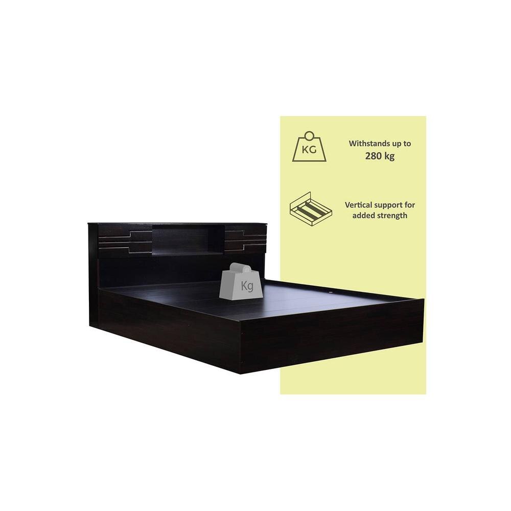 Machai Solid Wood King Size Drawer Storage Bed In Melamine Finish