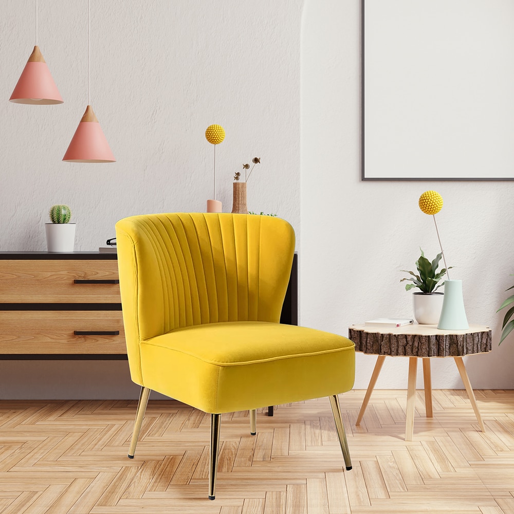 Beato Fabric Accent Chair in Yellow Colour