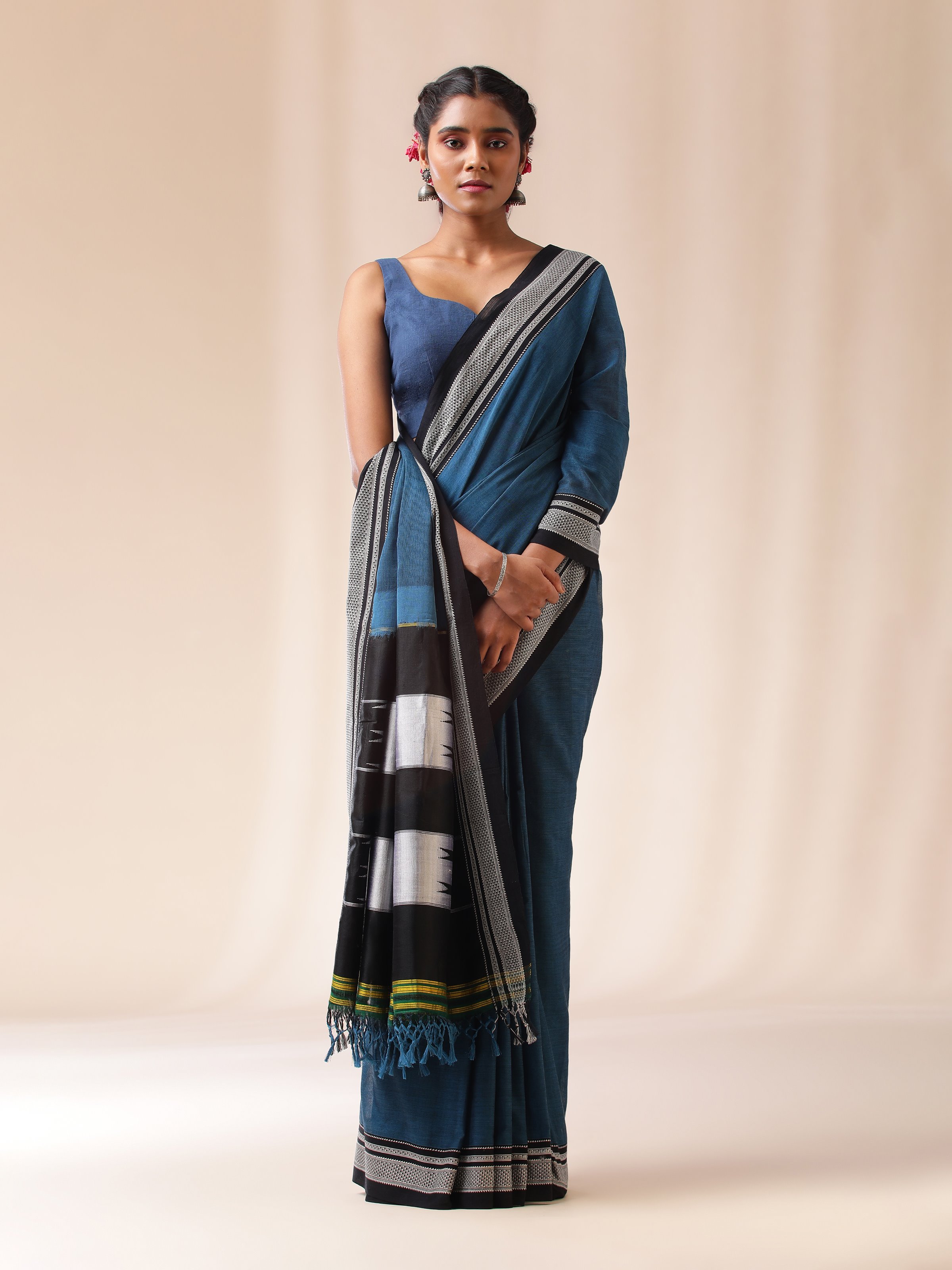 Blue Cotton & Silk Ilkal Saree