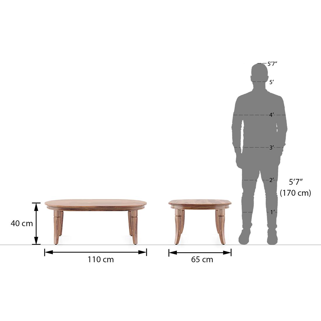 Florence Oval Solid Wood Coffee Table In Teak Finish