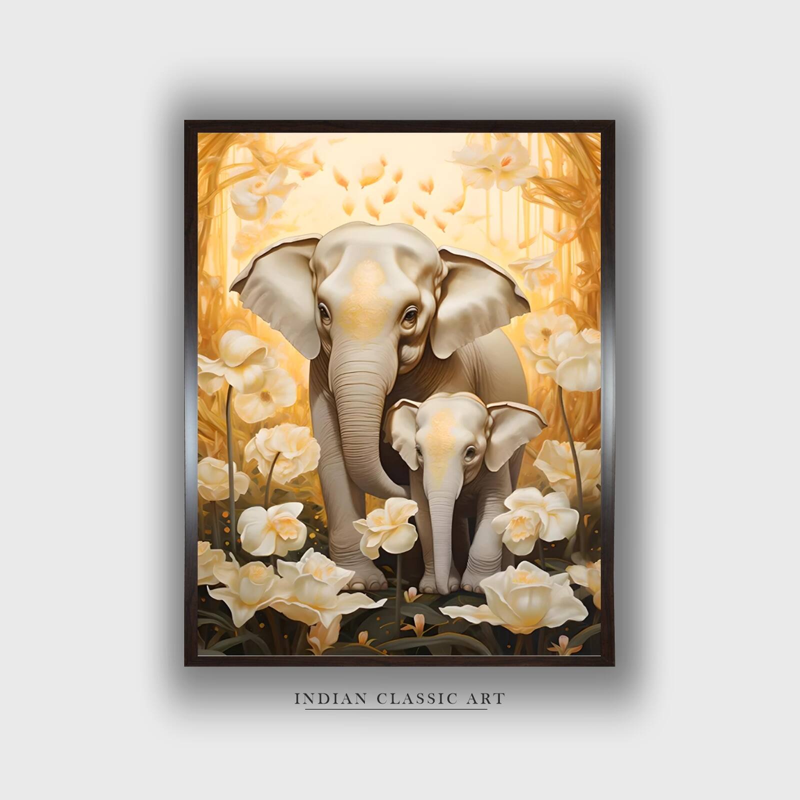 Green Grey Elephant Canvas Wall Prints Canvas Wall Prints Set of 1 Multicolor Matte