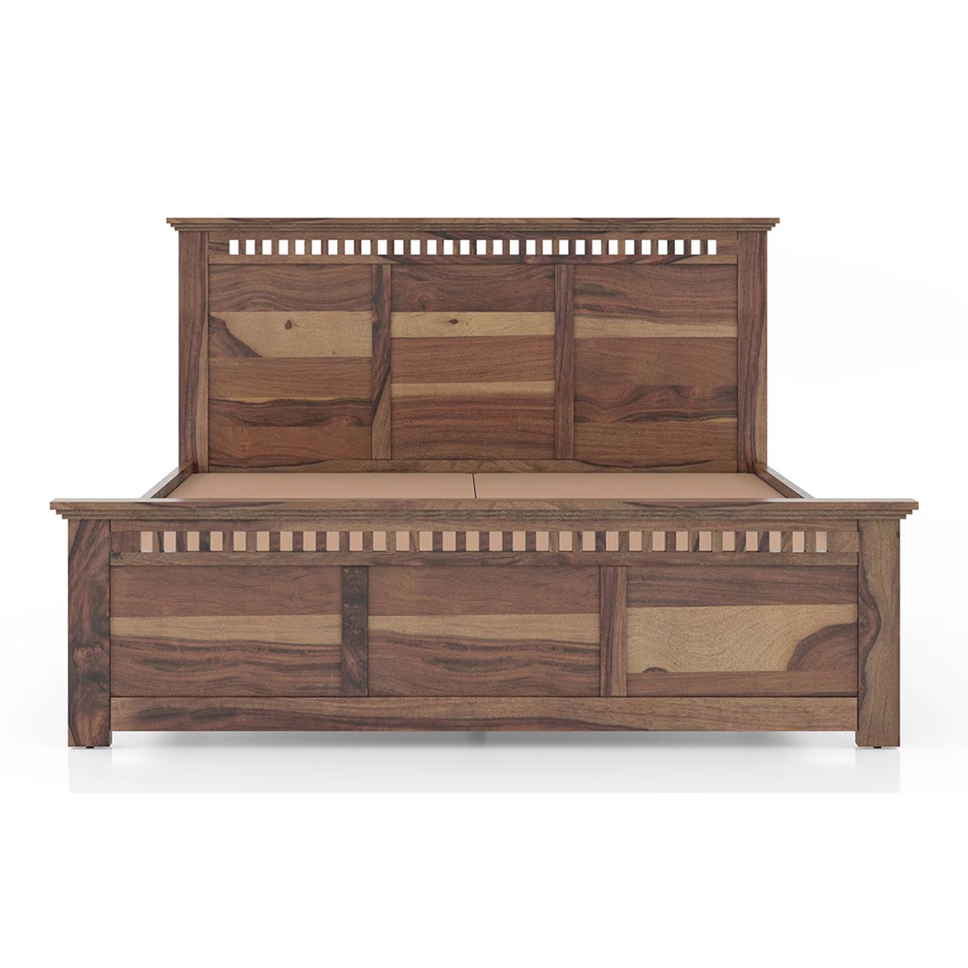 Fidora Solid Wood Queen Size Non Storage Bed In Teak Finish